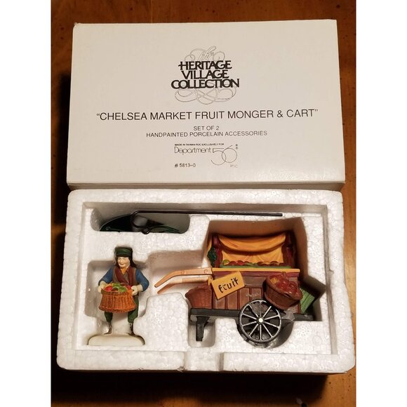Department 56 Other - "Chelsea Market Fruit Monger & Cart" Set of 2 #5813-0 -Retired-
